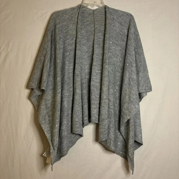 J. Crew Factory Shimmer Knit Women's Silver Metallic Wrap One Size NWT Holidays - Picture 1 of 7